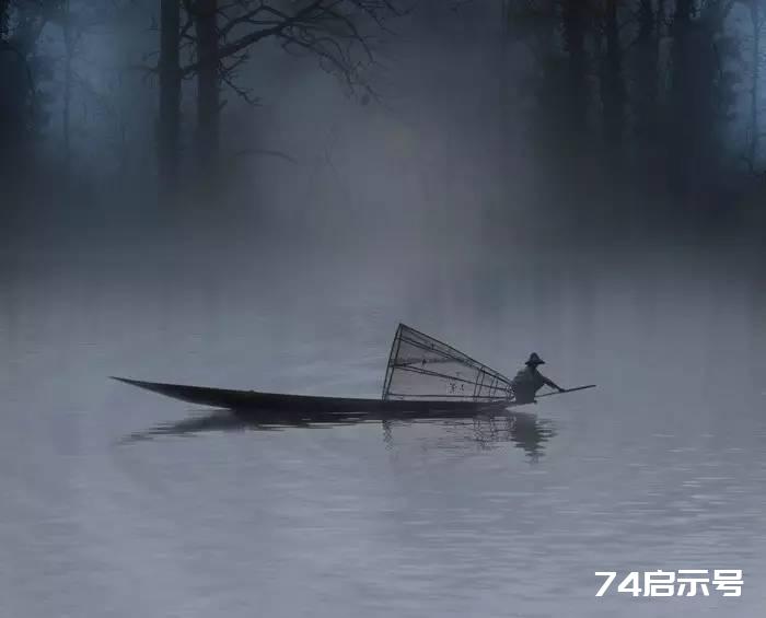 PS合成 唯美月夜渔舟场景