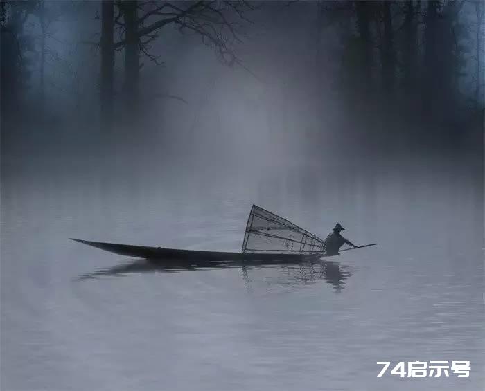 PS合成 唯美月夜渔舟场景