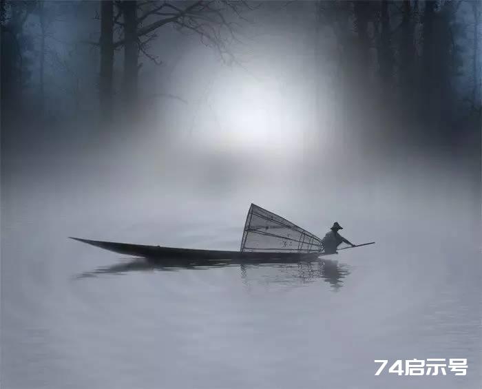 PS合成 唯美月夜渔舟场景