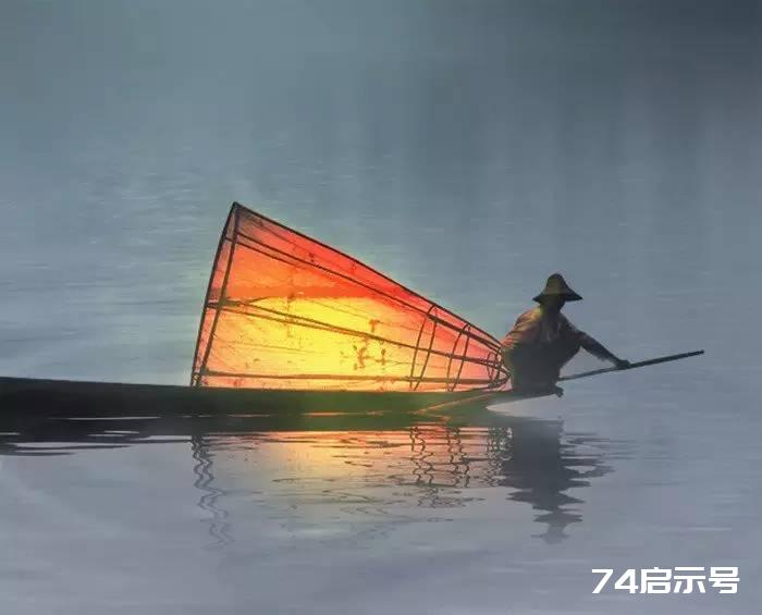 PS合成 唯美月夜渔舟场景