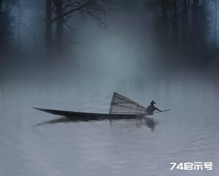 PS合成 唯美月夜渔舟场景