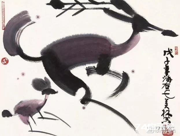 韩美林画鹿，几笔勾出极致之美，有动画片的感觉，网友：像袋鼠