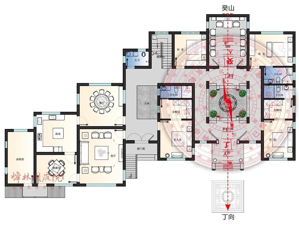峰林阁庭院】主天井4.2米见方的中式庭院-平面分析
