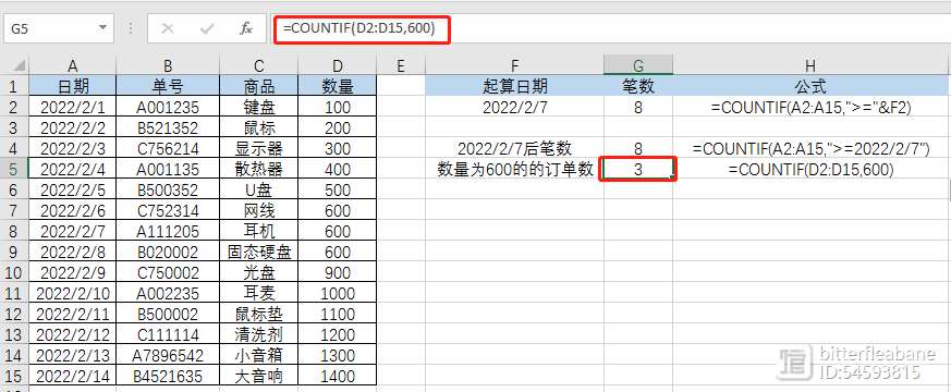 Excel | COUNTIF函数条件参数的写法