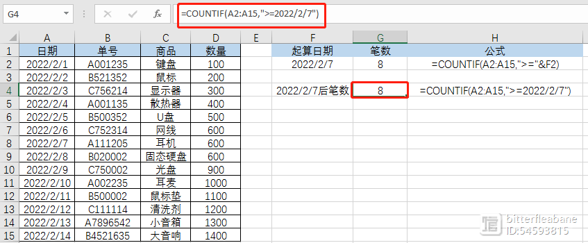 Excel | COUNTIF函数条件参数的写法