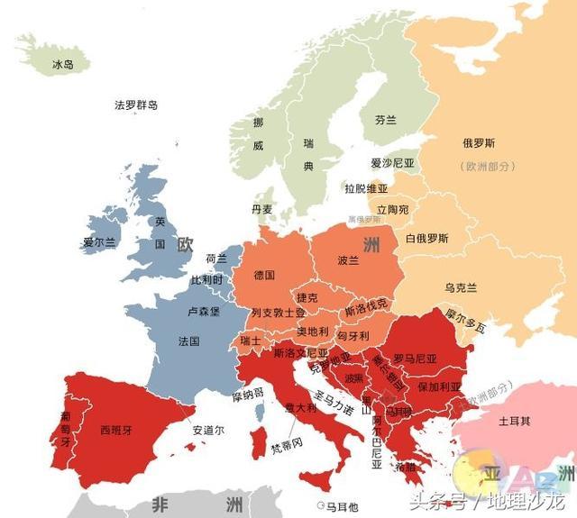欧洲的五大地理区域划分