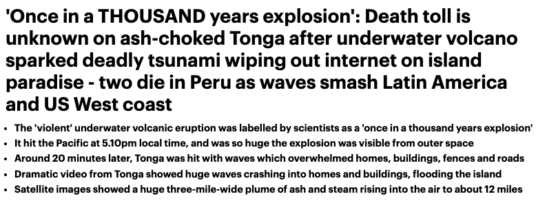 刚刚! 汤加火山再次大喷发! 小岛＇从地球消失＇了? 8万人生死未卜! 全球或迎“无夏之年”