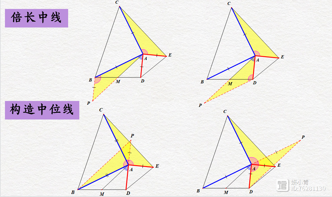 与三角形中点和中位线相关的辅助线(2)