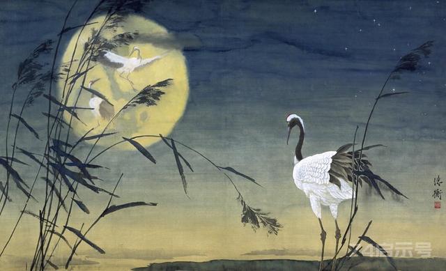 他画的仙鹤，抛开了松树，还鹤于湖泽——自然生动，皆得天趣