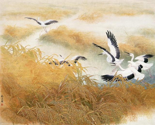 他画的仙鹤，抛开了松树，还鹤于湖泽——自然生动，皆得天趣