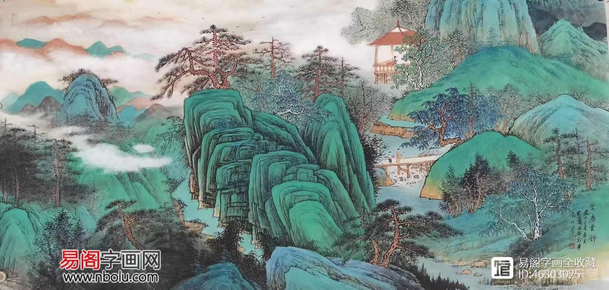 黄开丛青绿山水画：雅健清逸 ，满目明澈