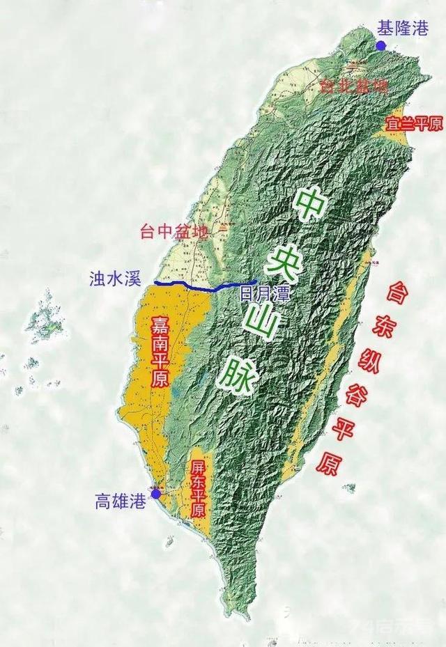 中国台湾立体地形图