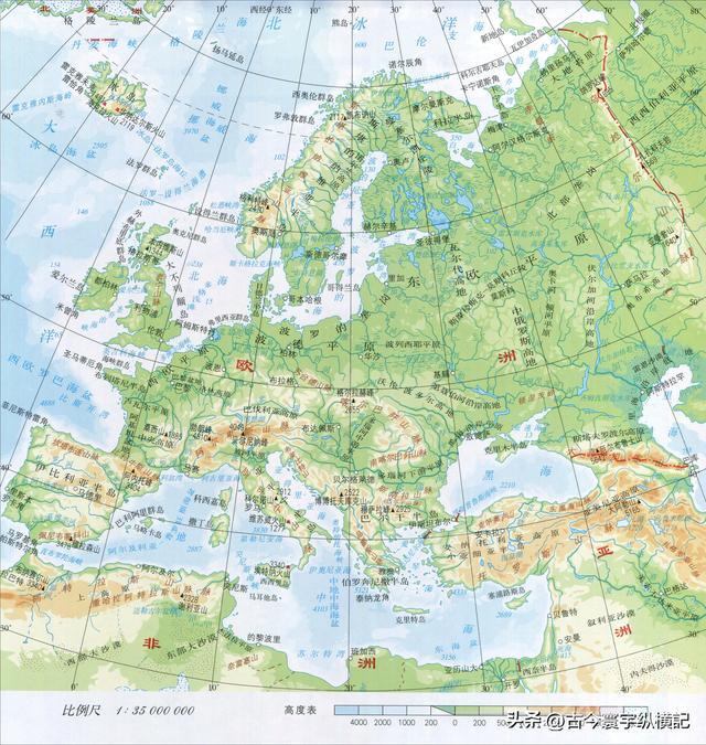 欧洲各国地形图