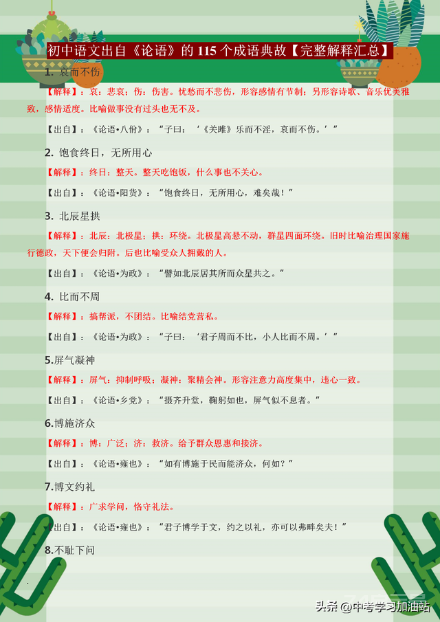 初中语文必背基础知识梳理——出自《论语》的115个成语典故