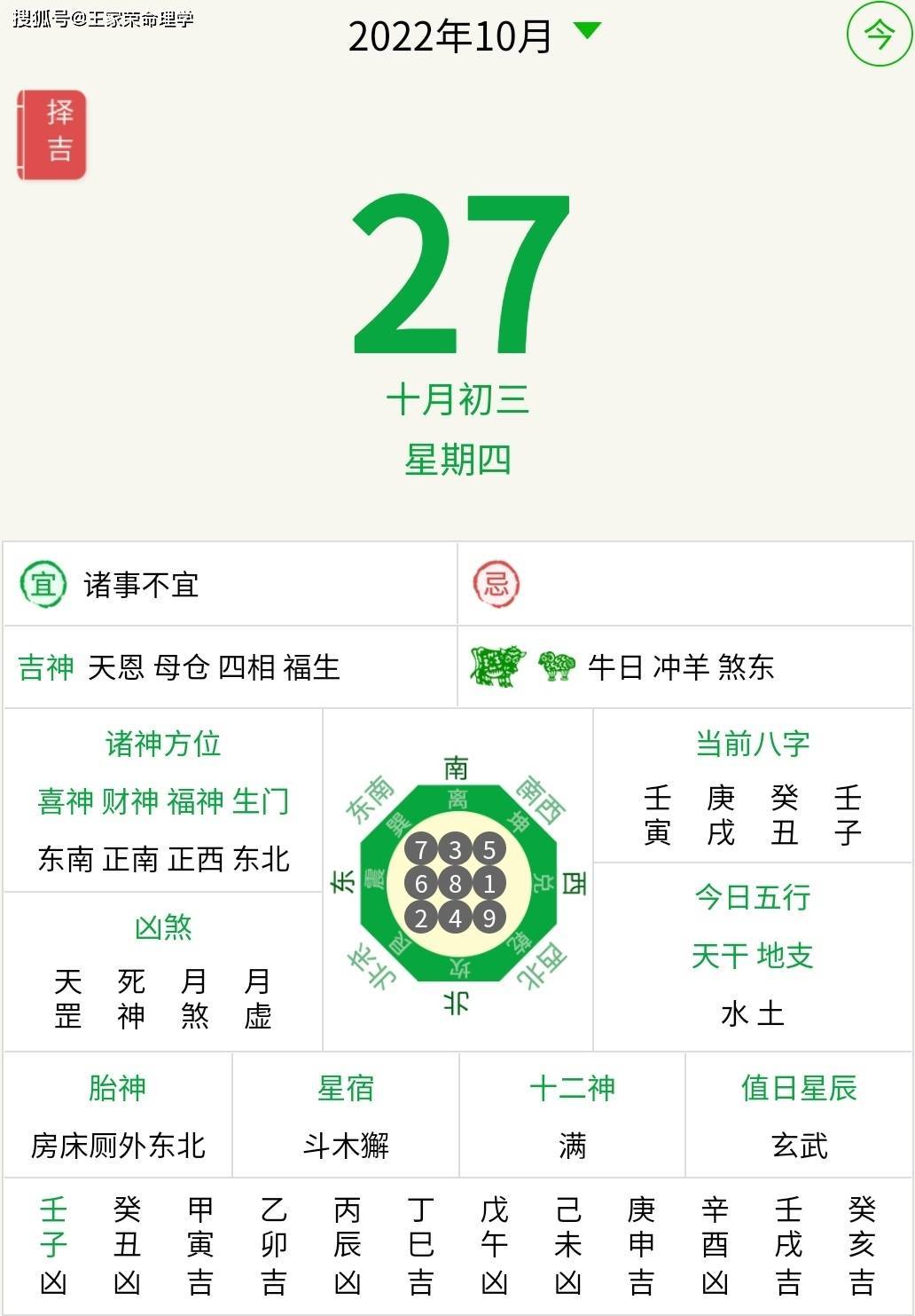 2022年10月27日 老黄历今日运程生肖 黄道吉日吉时查询