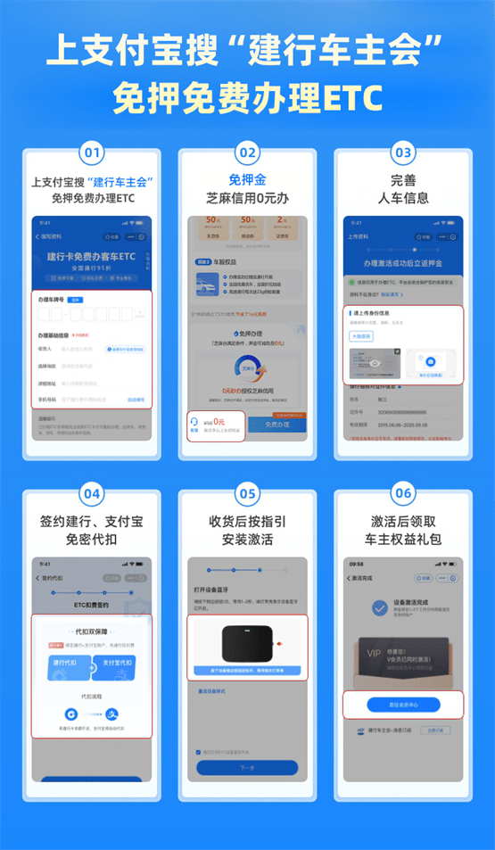 ETC办理如何免费、免押金？认准“建行车主会”支付宝小程序