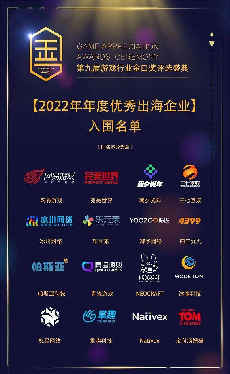 2022年第九届游戏行业金口奖入围名单正式揭晓