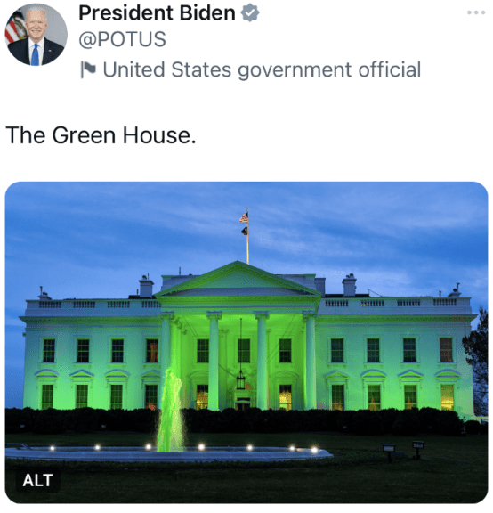 常称自己有爱尔兰血统，拜登宣传庆祝爱尔兰国庆日：白宫变“绿宫”
