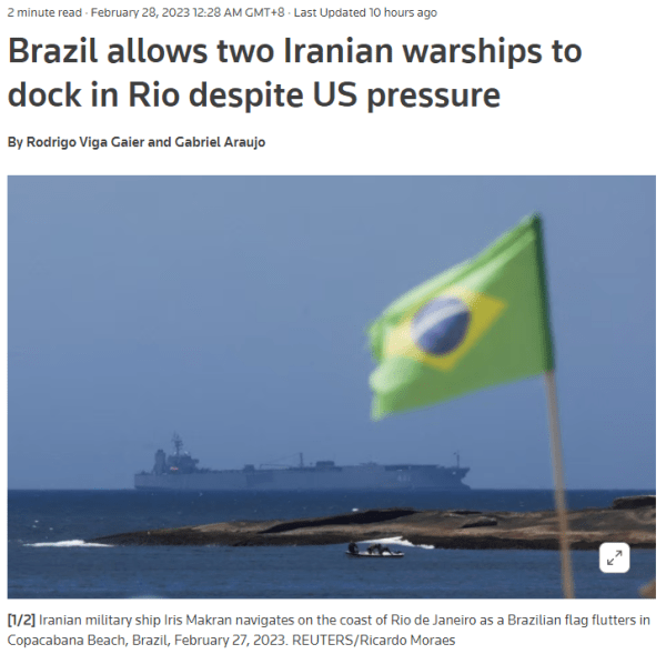 不顾美国施压，巴西最终允许伊朗军舰靠泊
