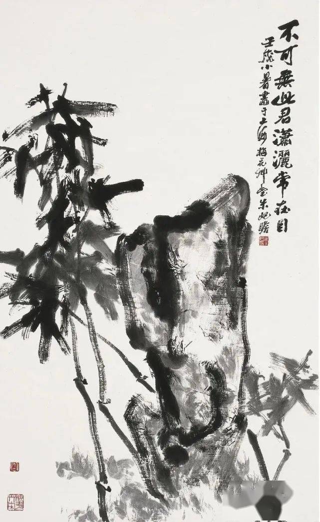 百岁老画师画竹，笔墨雄劲