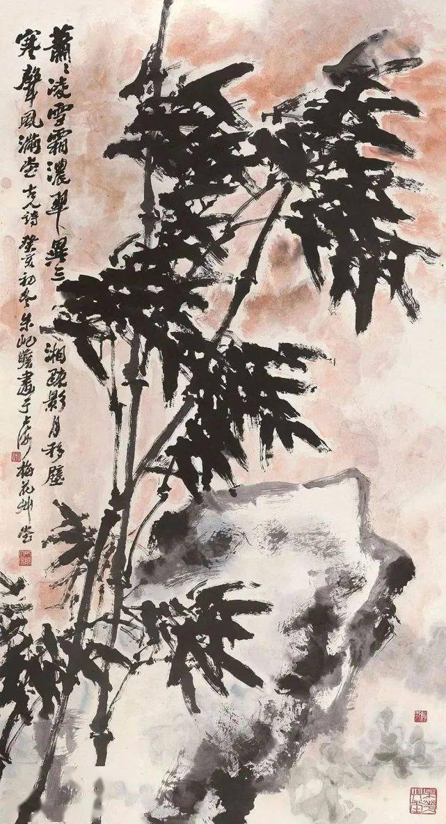 百岁老画师画竹，笔墨雄劲