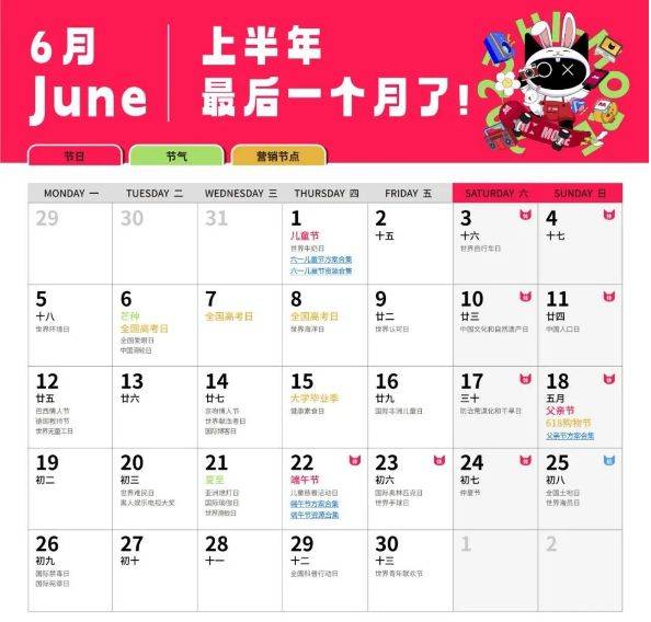 6月营销策划热点与方向，21+主题：儿童节、端午、父亲节...