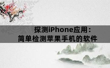 探测iPhone应用：简单检测苹果手机的软件