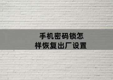 手机密码锁怎样恢复出厂设置