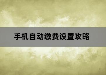 手机自动缴费设置攻略