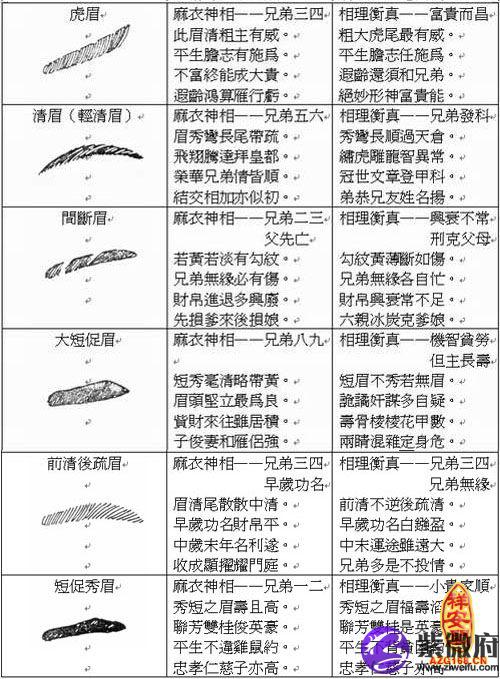 面相眉毛分析 面相眉毛看相