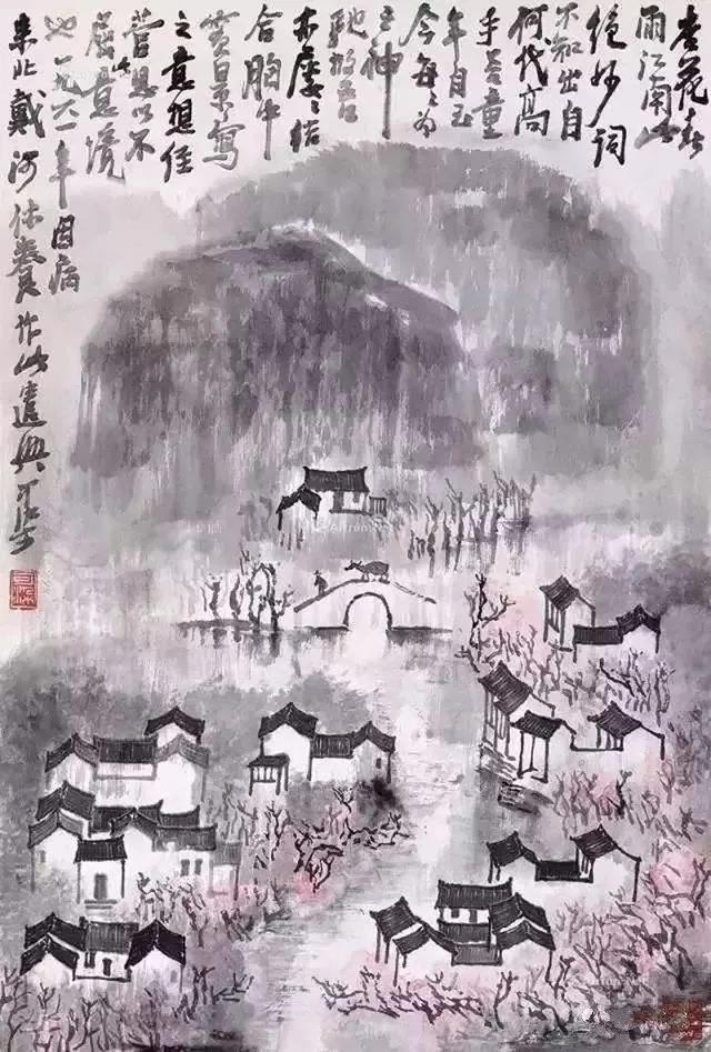 简述李可染大师的山水画《万山红遍层林尽染》是如何画成的？