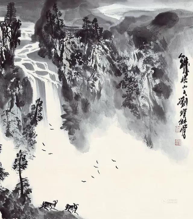 他的山水画——江碧鸟逾白，山青花欲燃