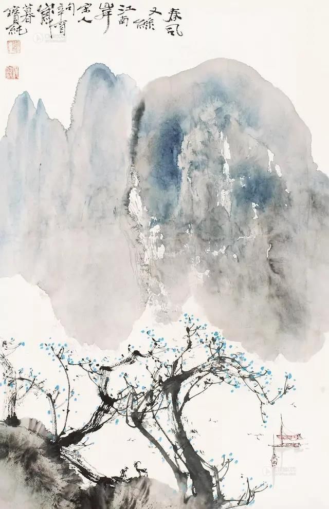 他的山水画——江碧鸟逾白，山青花欲燃