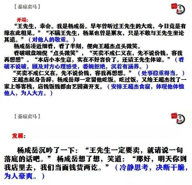 2021年全国乙试卷《秦琼卖马》真题解析