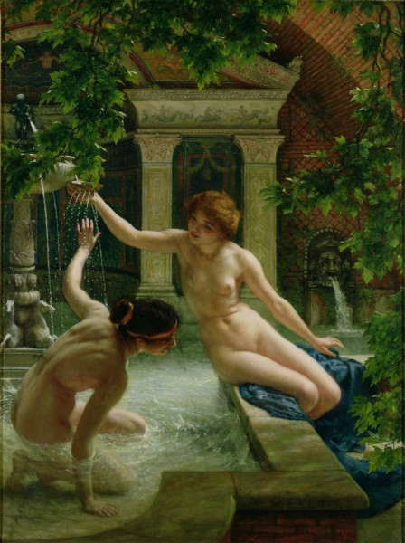 女性人物油画沐浴图赏